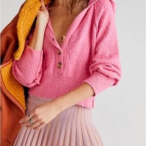 Lanendar Textured Button-Up Sweater FREE PEOPLE